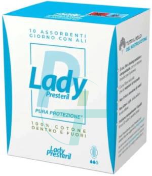 Lady Presteril Assorbenti Giorno in Cotone con Ali Ripiegati 10 pezzi