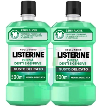 Listerine Difesa Denti E Gengive Collutorio Gusto Delicato 2x500ml Zero Alcol